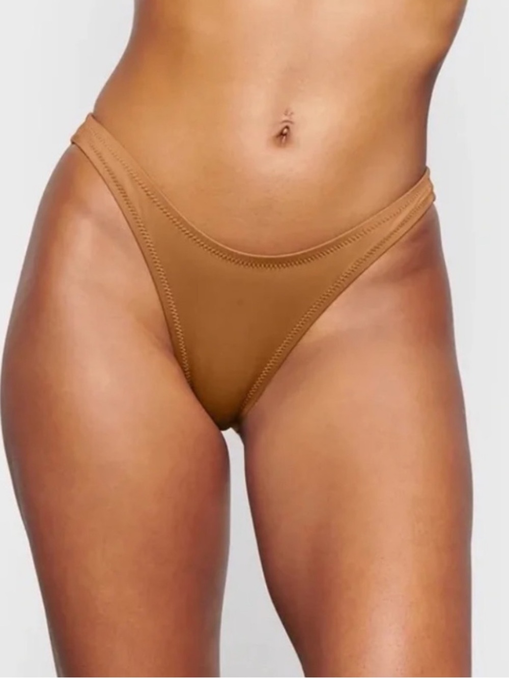 SKIMS Signature Recycled Medium Coverage Swim Bottom in Almond
